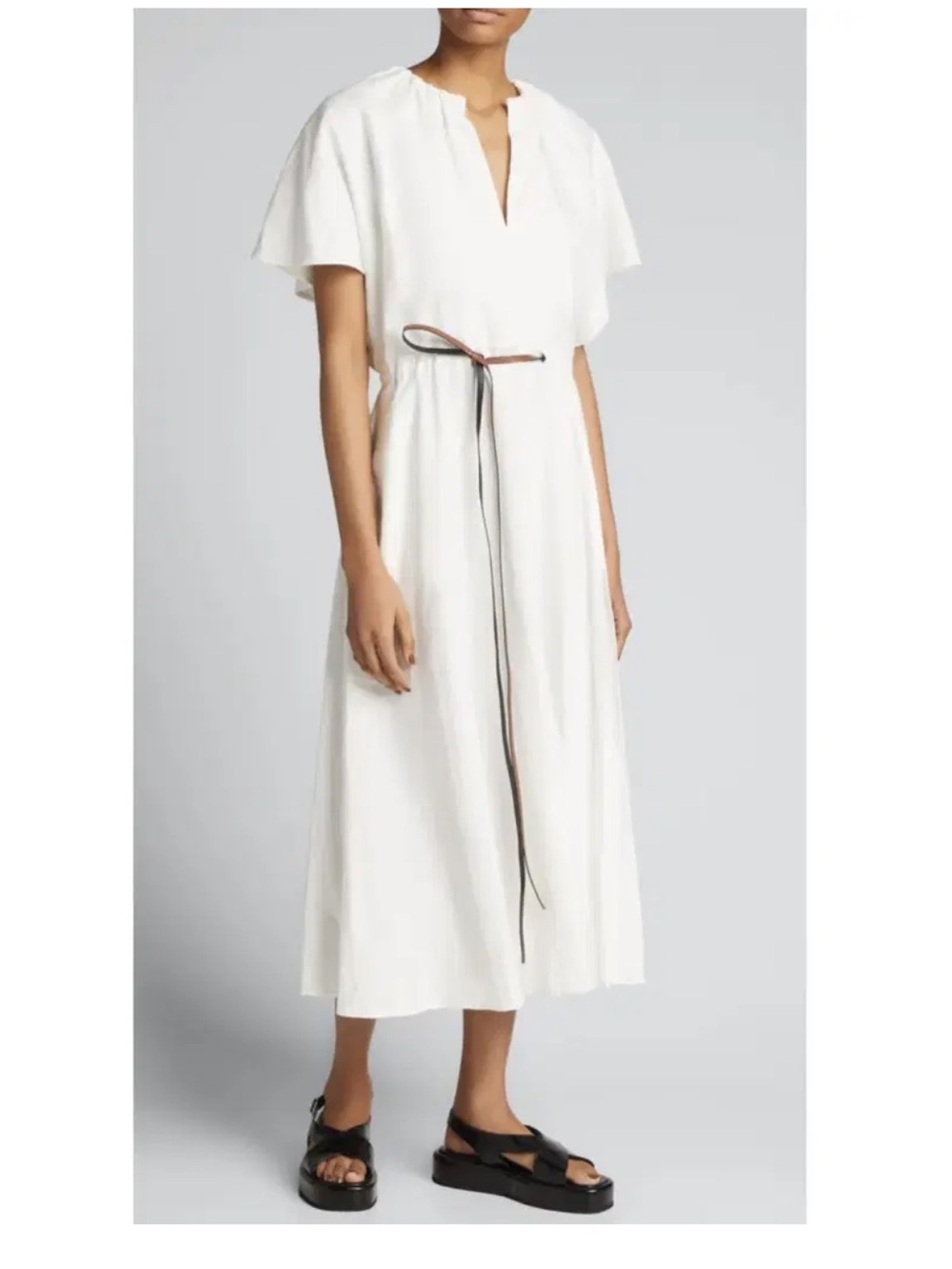 Altuzarra White Midi Dress with Contrast Tie